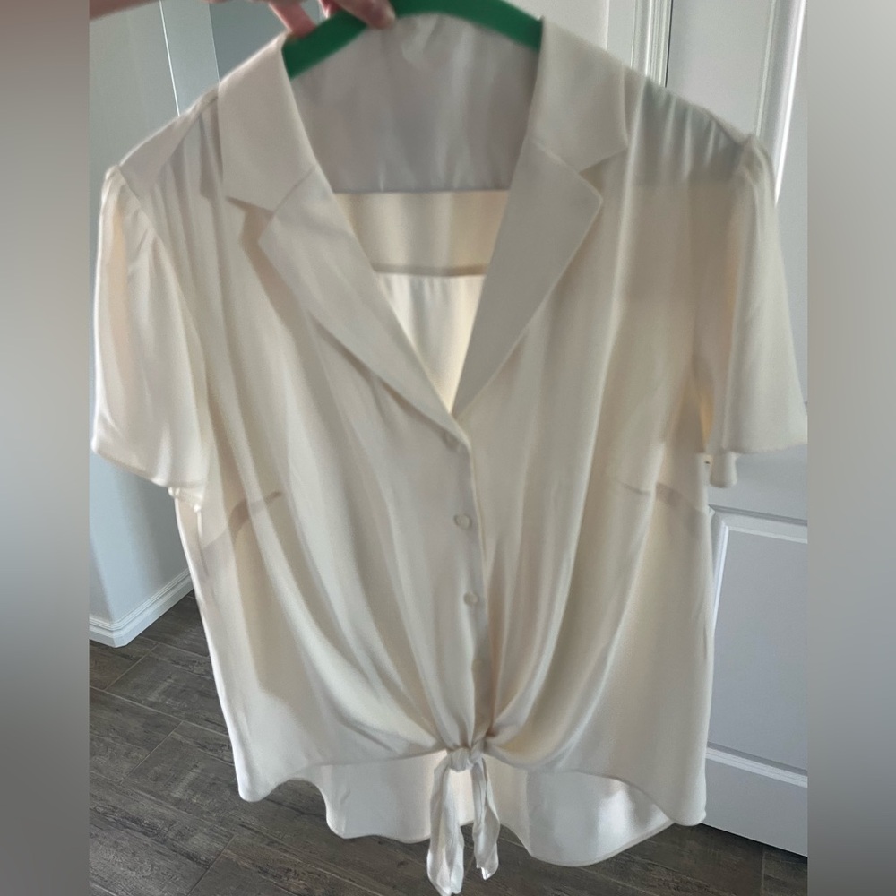 Ann Taylor Cream Button Down Shirt Size Medium
